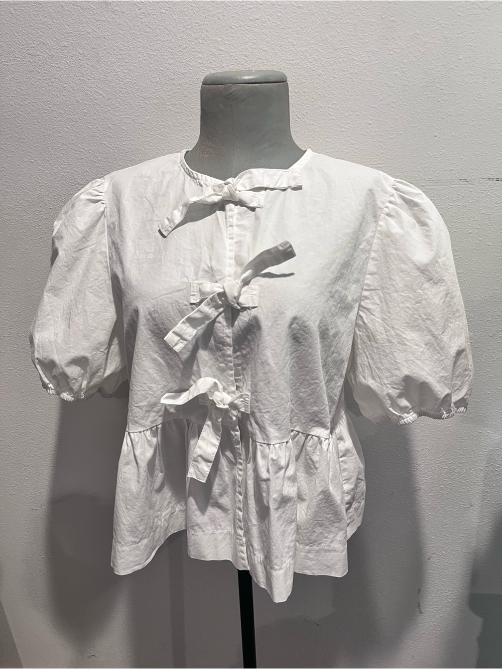 Charming Charlie Puff Sleeve Tie Front Blouse